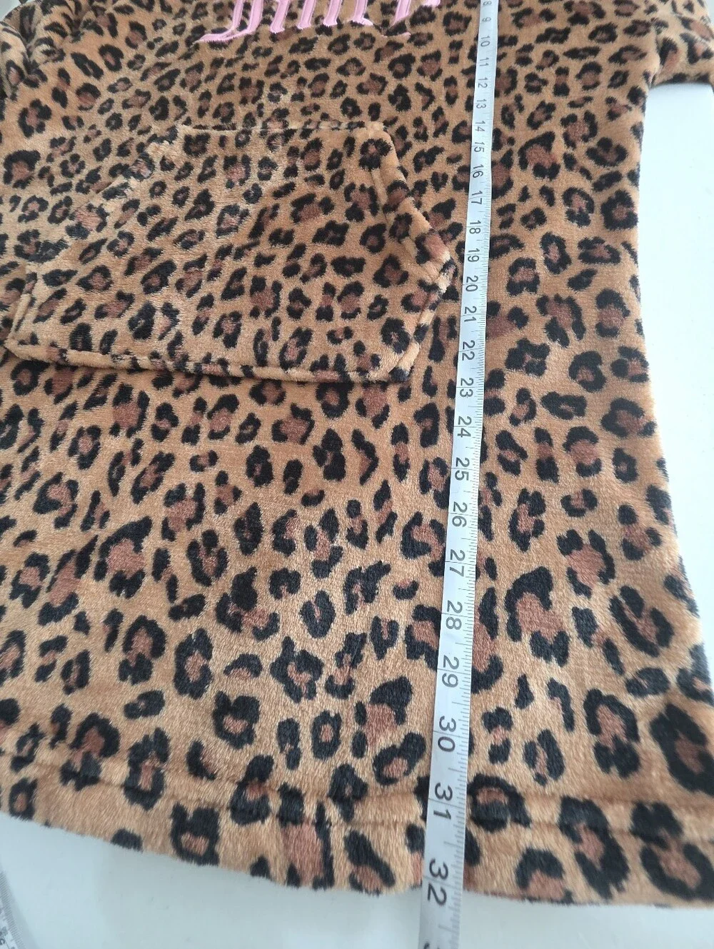 Juicy Couture S/M Leopard Print Plush Hooded Sleepwear Sherpa Lounge Dress